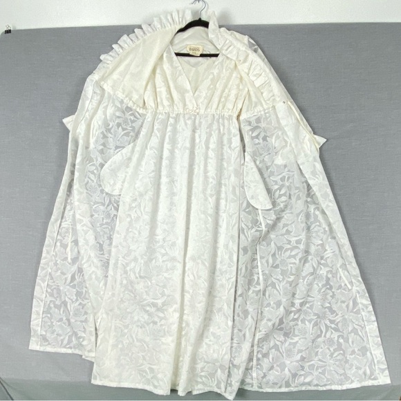 Vintage Bard's Nightgown & Robe Set Floral Sheer Floor Length - Picture 4 of 14